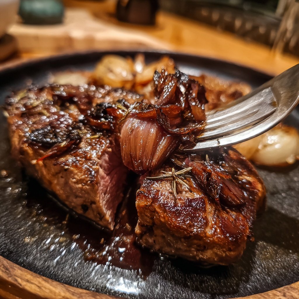 Steak mit Rotwein-Schalotten