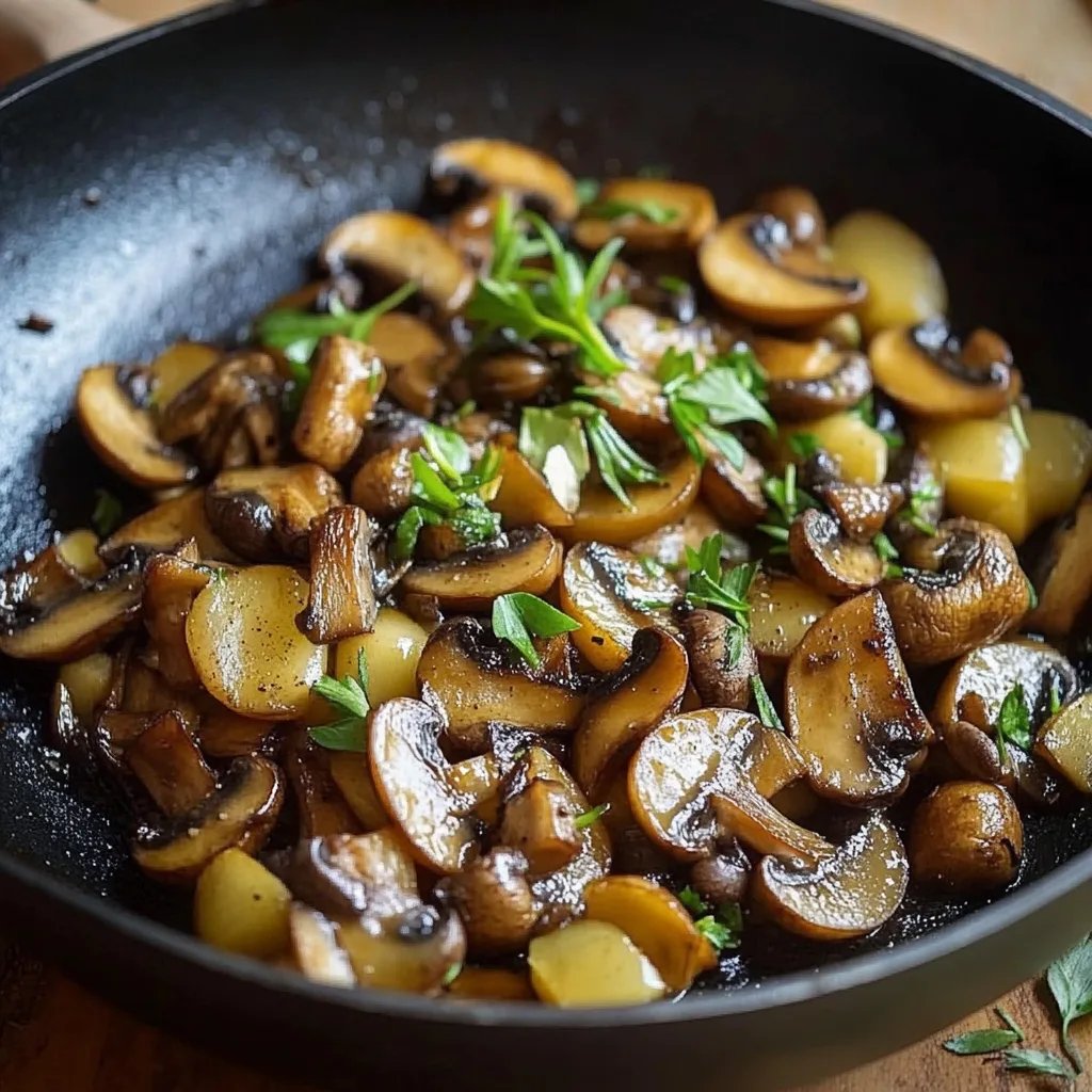 Champignon-Kartoffel-Pfanne mit Frühlingszwiebeln