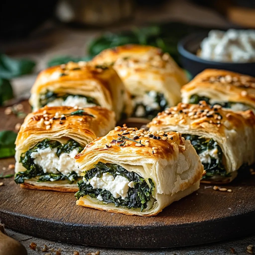 Herzhafte Blätterteig-Röllchen mit Spinat & Feta