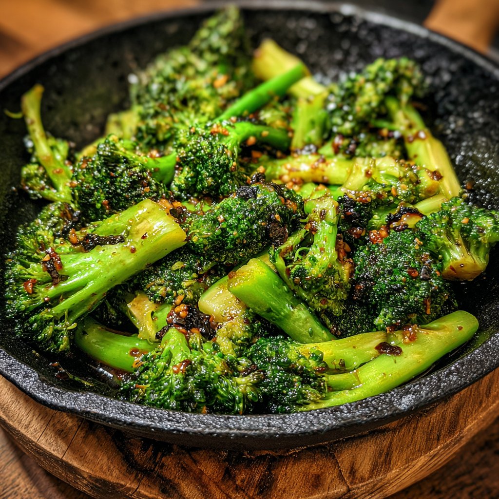 Brokkoli Pfanne Mit Knoblauch Und Sojasauce