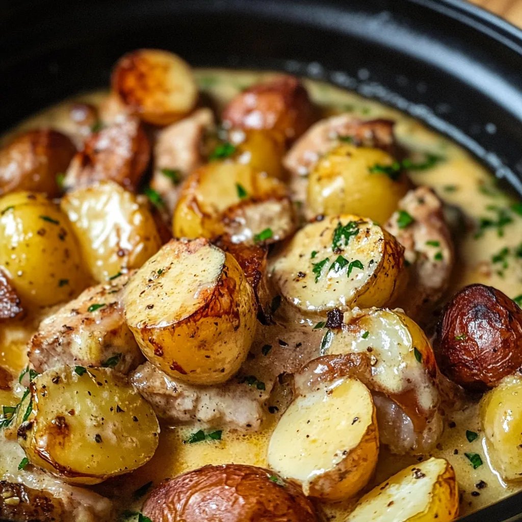 Kartoffeln in Knoblauch-Sahne-Soße