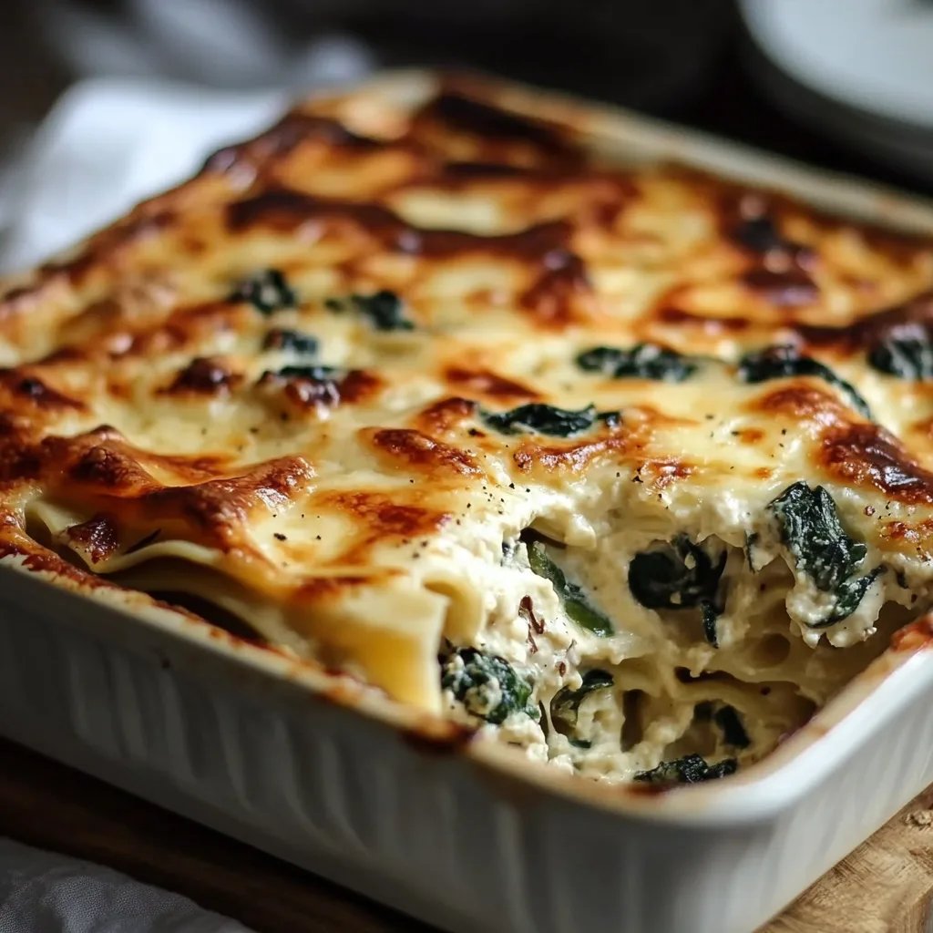 Cremige Spinat-Pilz-Lasagne