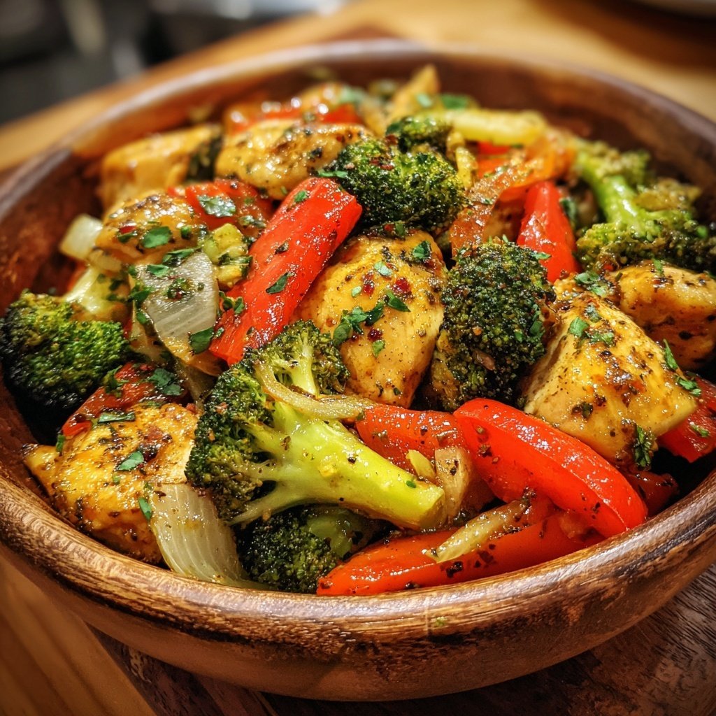 Kalorienarme Hähnchenpfanne Mit Brokkoli Und Paprika