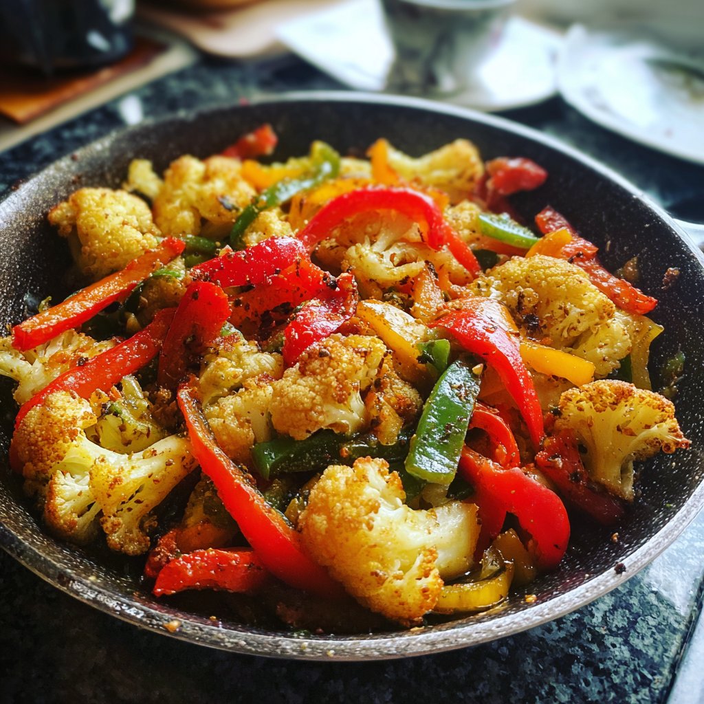 Blumenkohlpfanne mit Paprika